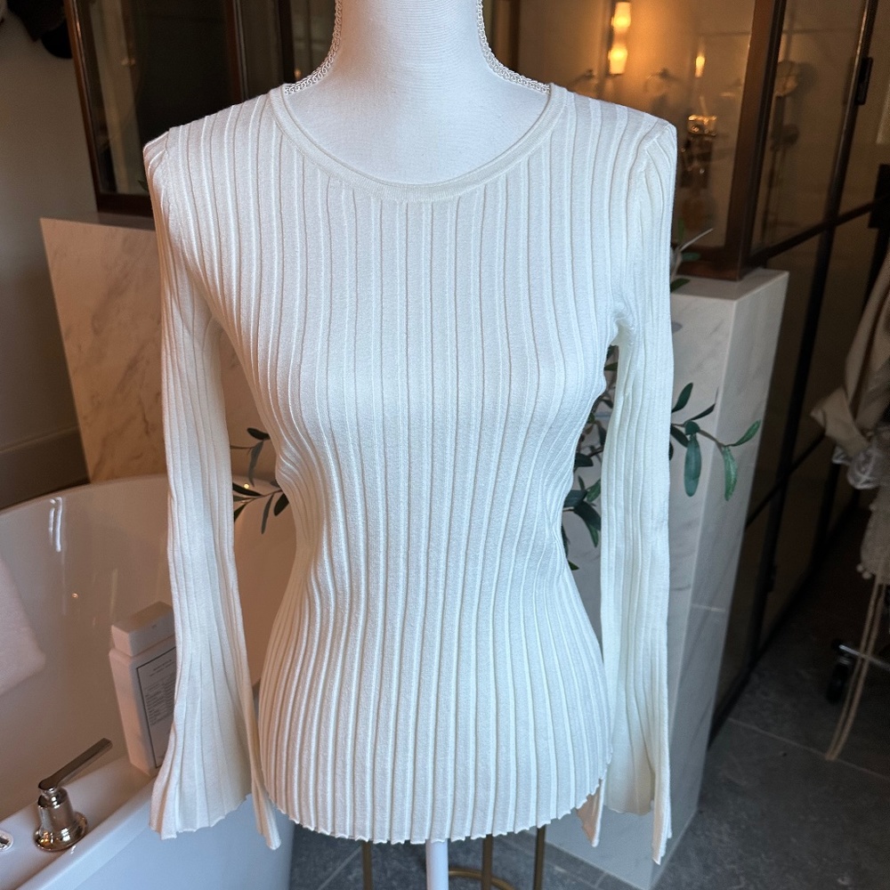 BAILEY/ 44 Ivory Ribbed Bell Sleeve knit sweater, SIZE S